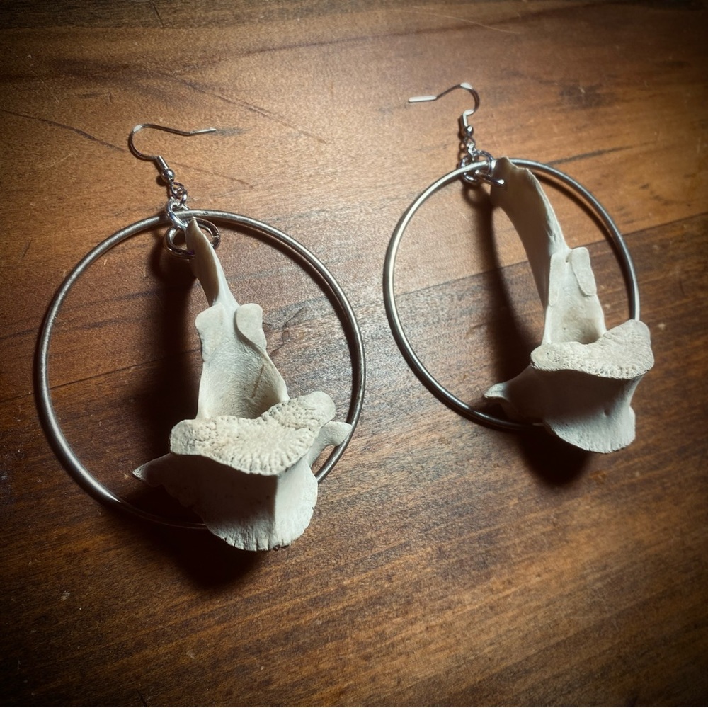 Deer Vertebrae Bone Hoop Earrings